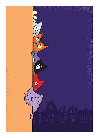 Cute doodle cats hide