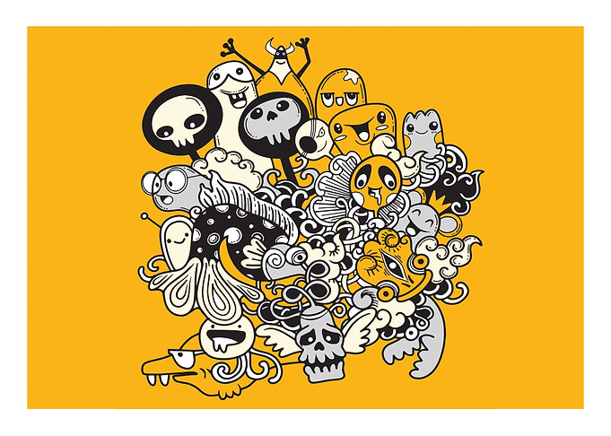 Monsters and cute alien