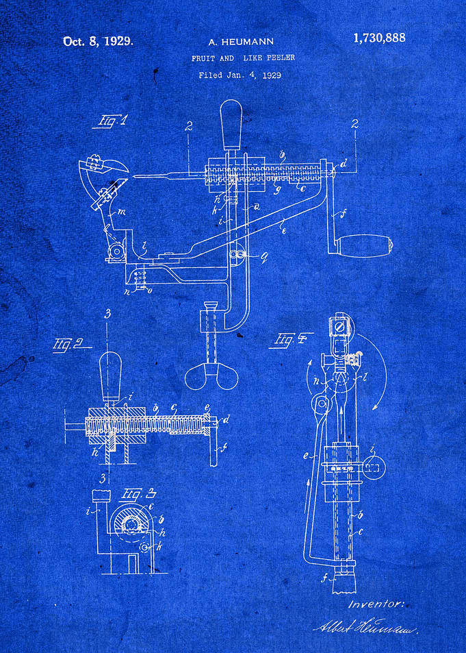 Fruit Peeler Old Patent