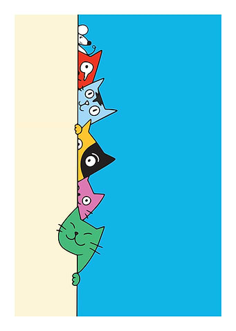 Cute doodle cats hide
