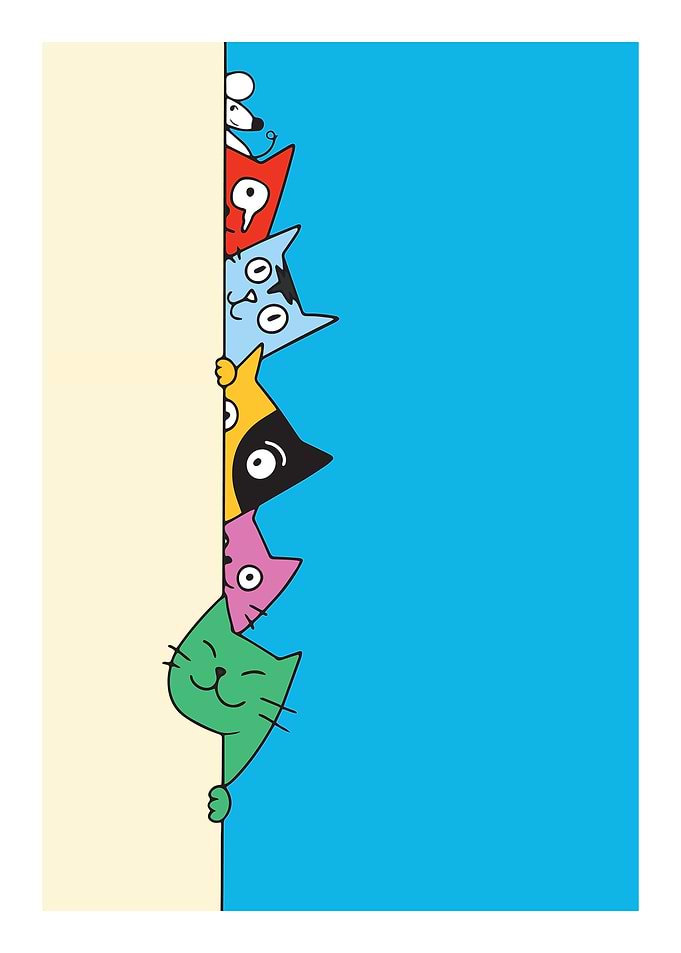 Cute doodle cats hide
