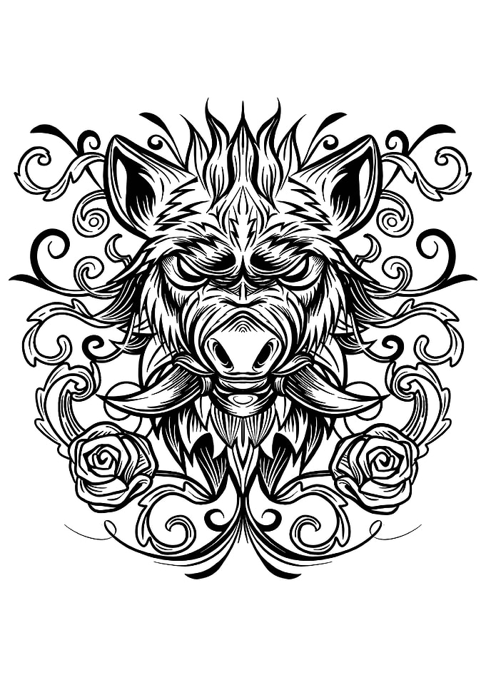 Vintage head of boar Pig