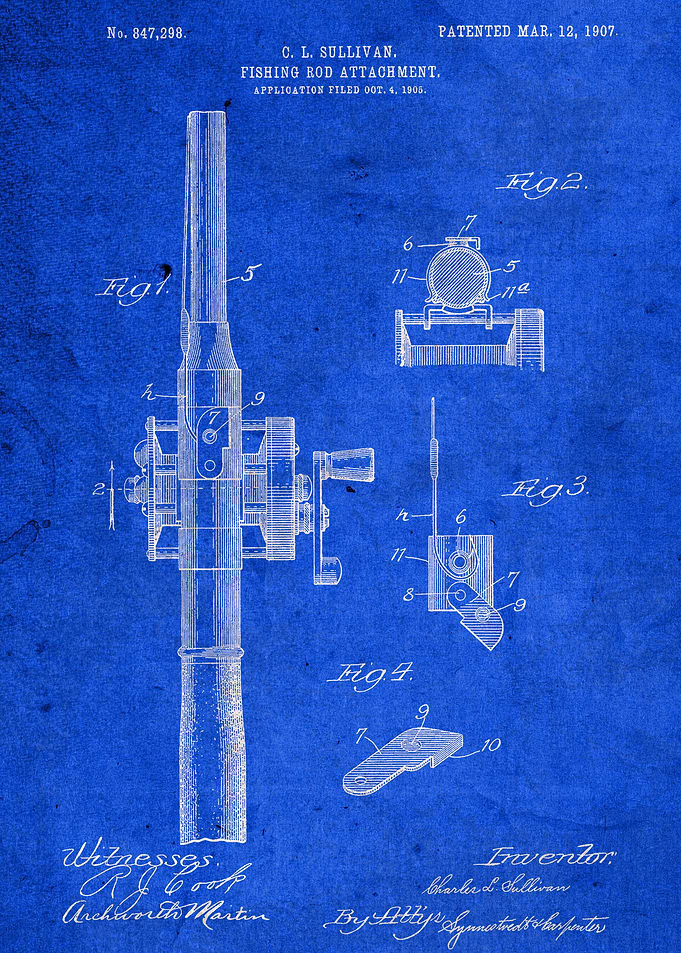 Fishing Rod Old Patent