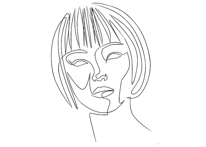 one line faces woman