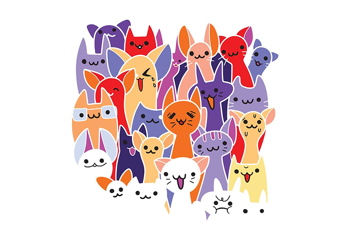 Doodle cute cat background