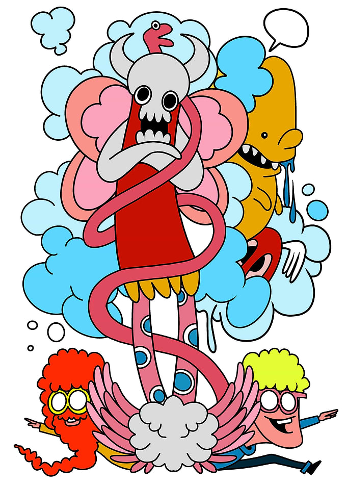 cute monster and friends