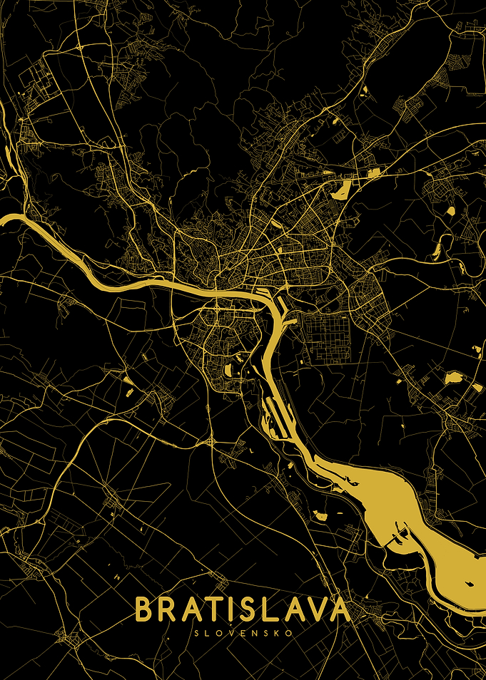Bratislava map gold