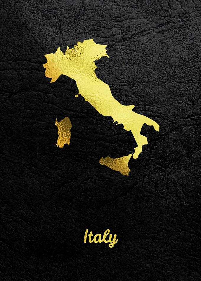 Golden Map Art Italy