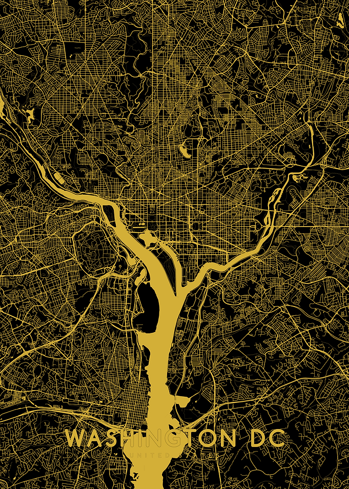 Washington DC map gold
