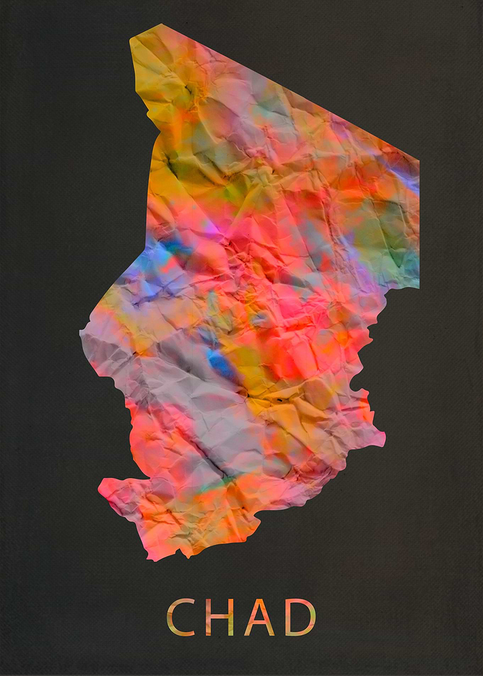 Chad Tie Dye Country Map