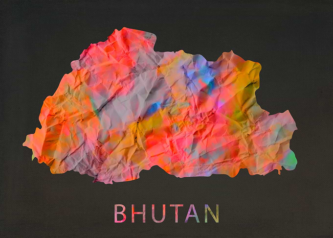 Bhutan Tie Dye Map