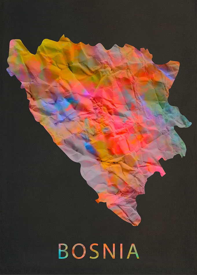 Bosnia Tie Dye Map
