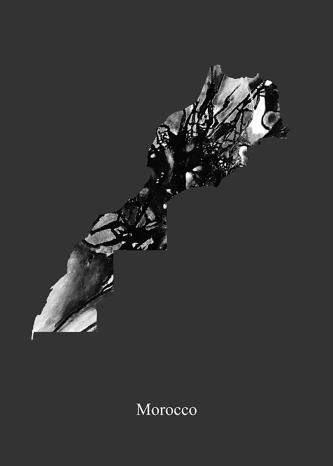 Morocco Map Black White