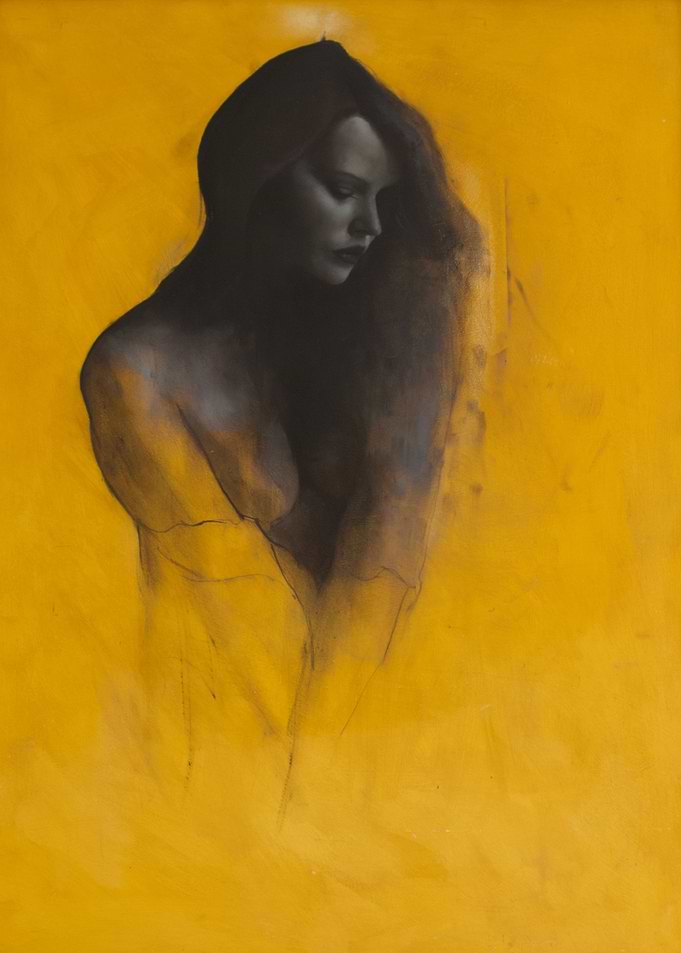 Graceful, woman on yellow