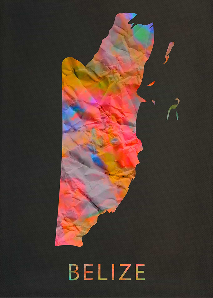 Belize Tie Dye Map Country