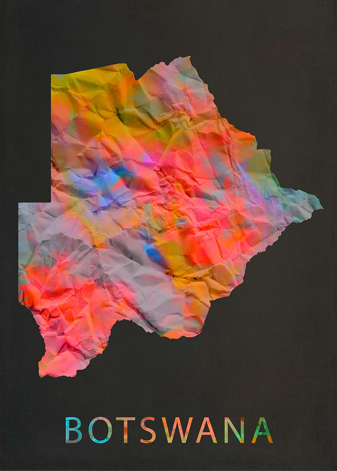 Botswana Tie Dye Map