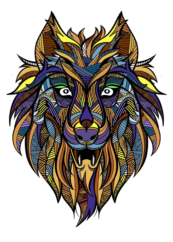 Ornamental vintage wolf