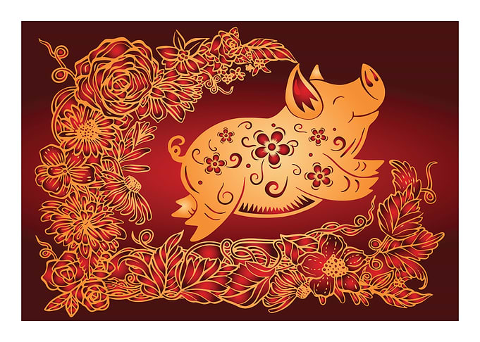 cute pig and craft style