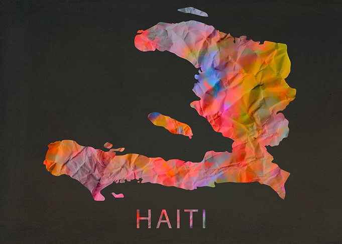 Haiti Tie Dye Map Country
