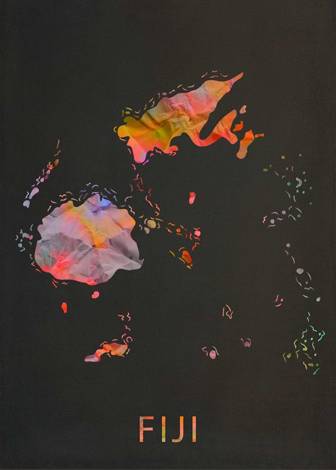 Fiji Tie Dye Map Country