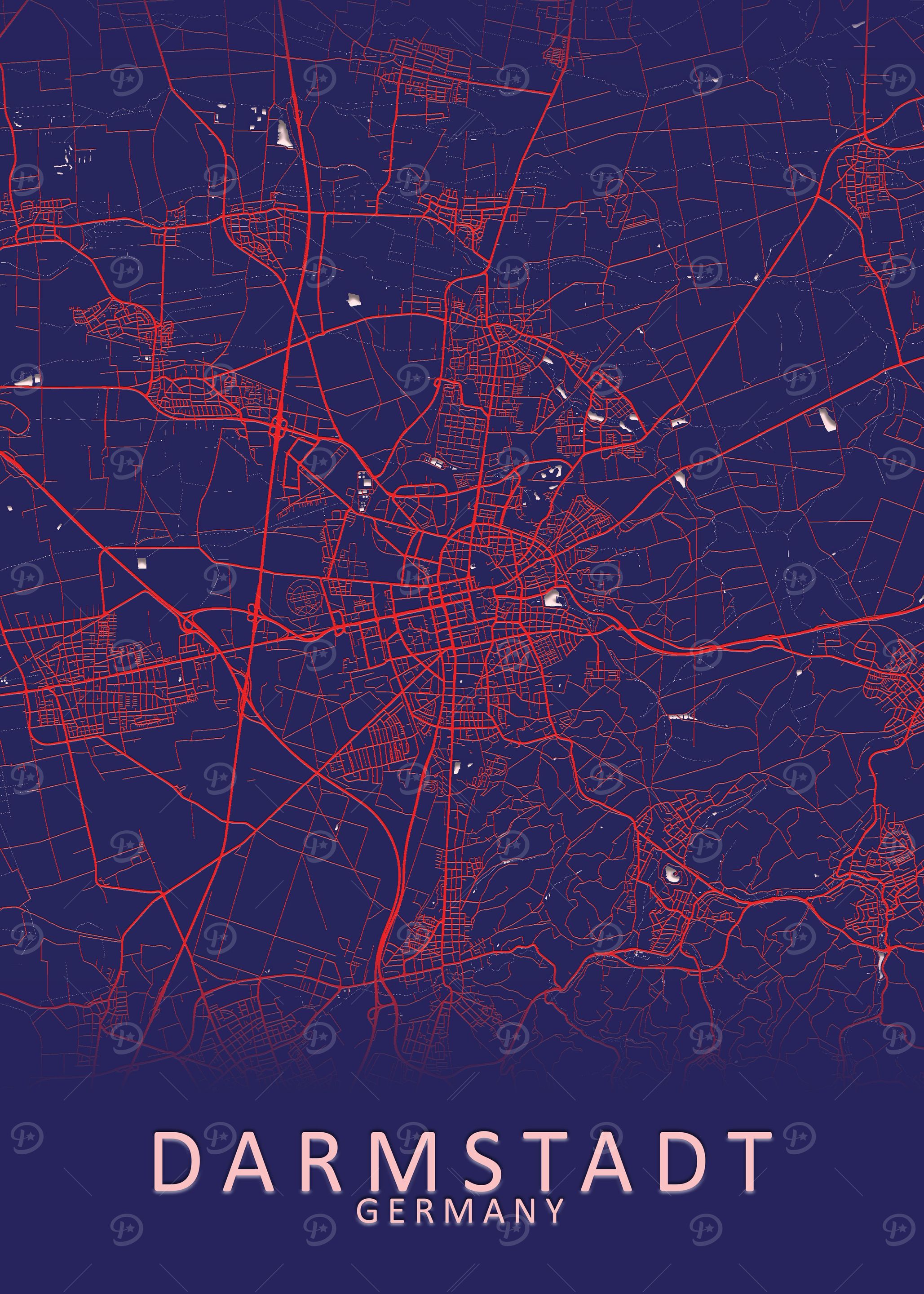 Darmstadt Germany City Map
