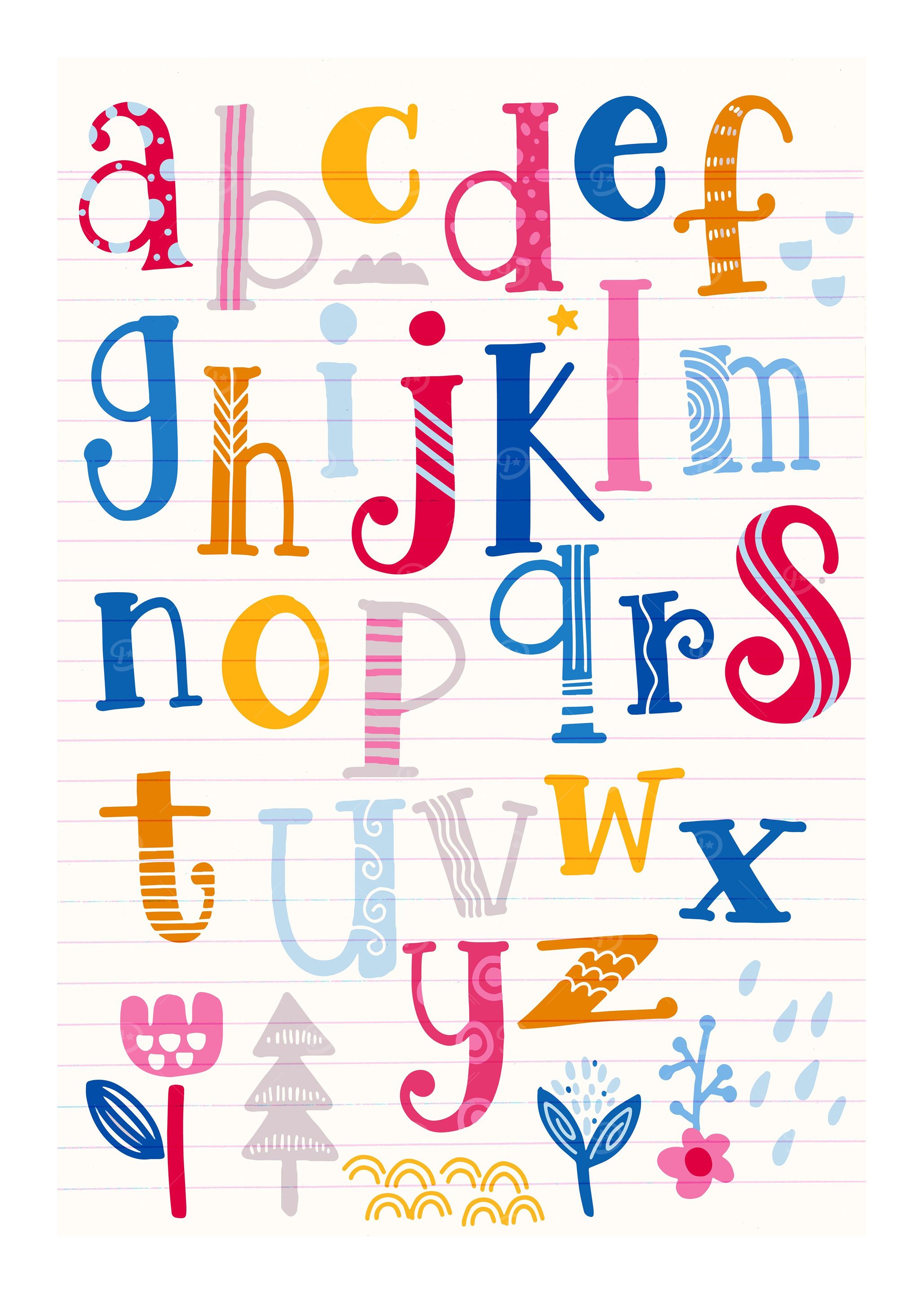 Cute alphabet with swirls