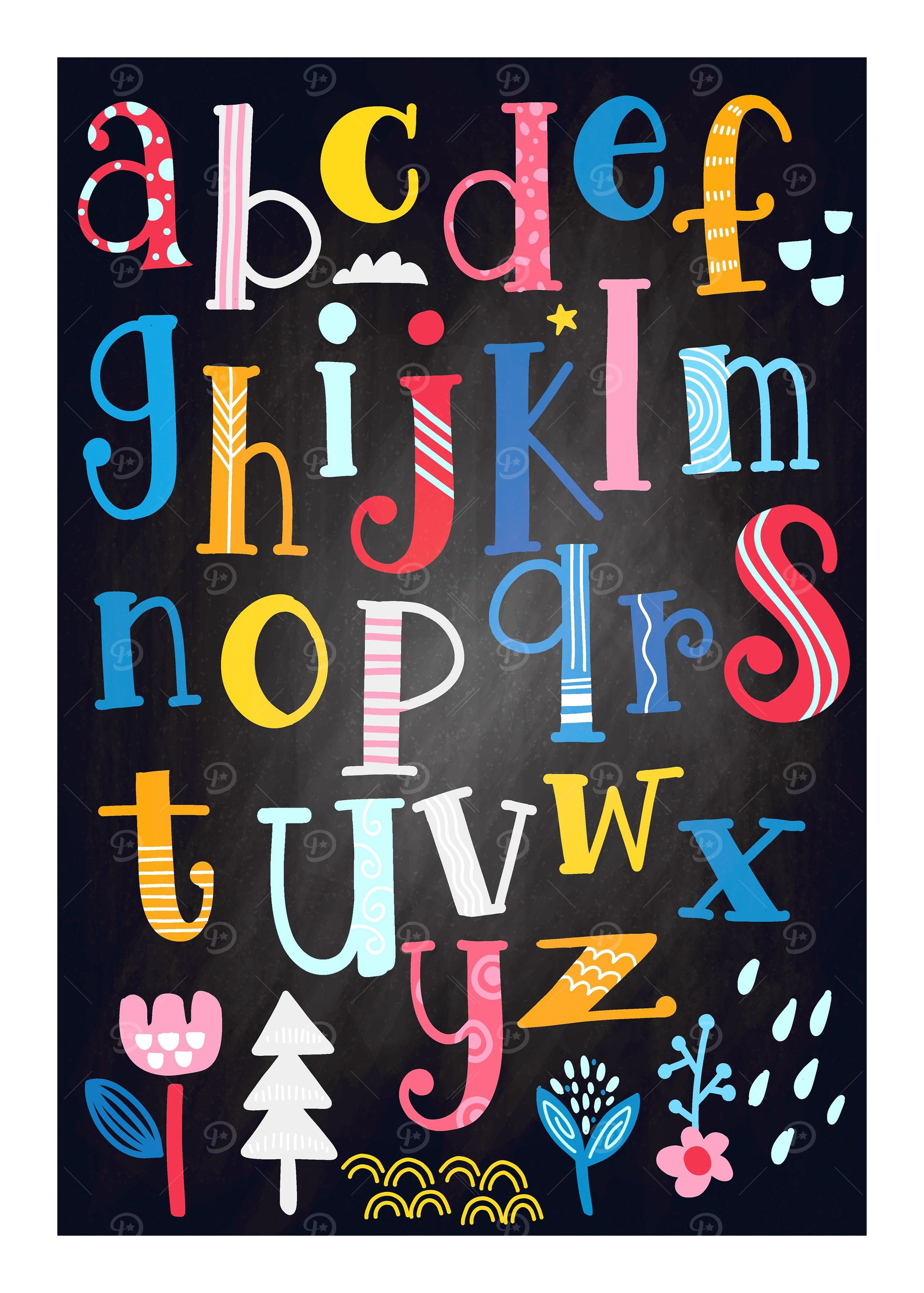 Cute alphabet with swirls
