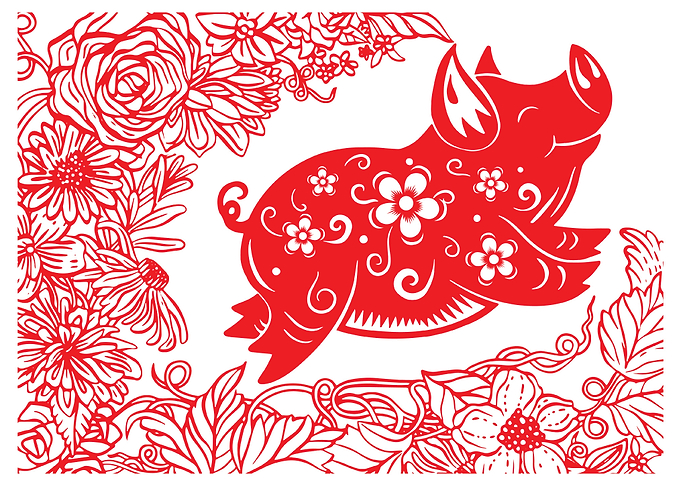 cute pig and craft style