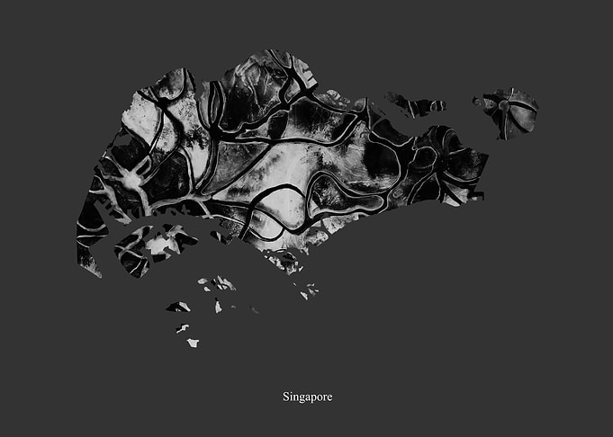 Singapore Map Black White