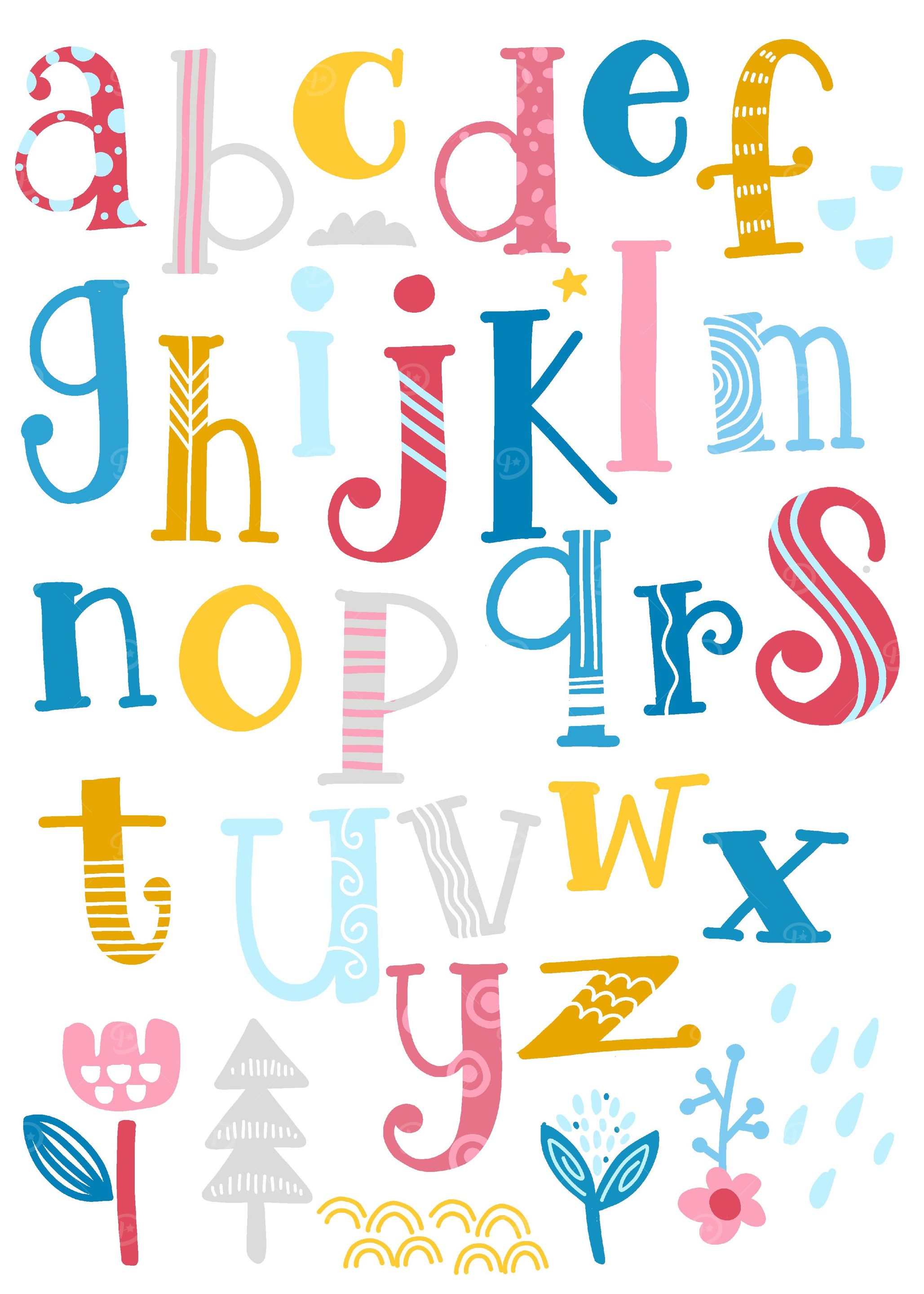 Cute alphabet with swirls