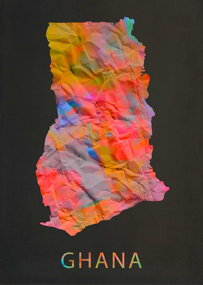 Ghana Tie Dye Map Country
