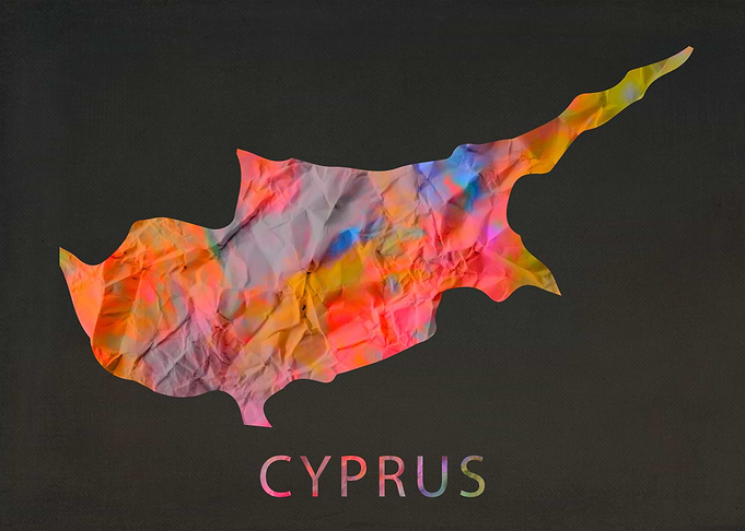 Cyprus Tie Dye Country Map