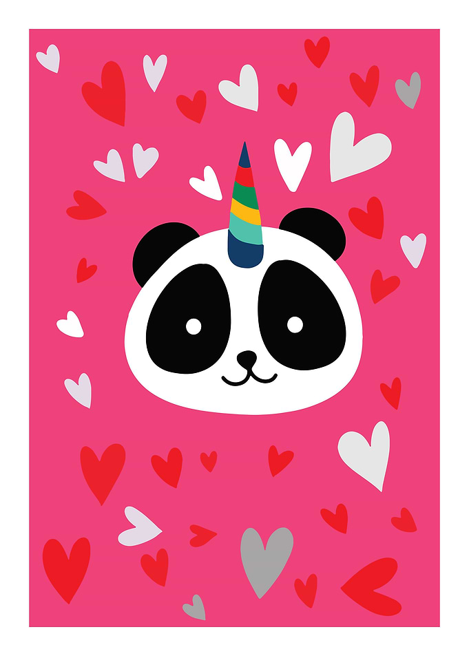 Cute panda with a unicorn