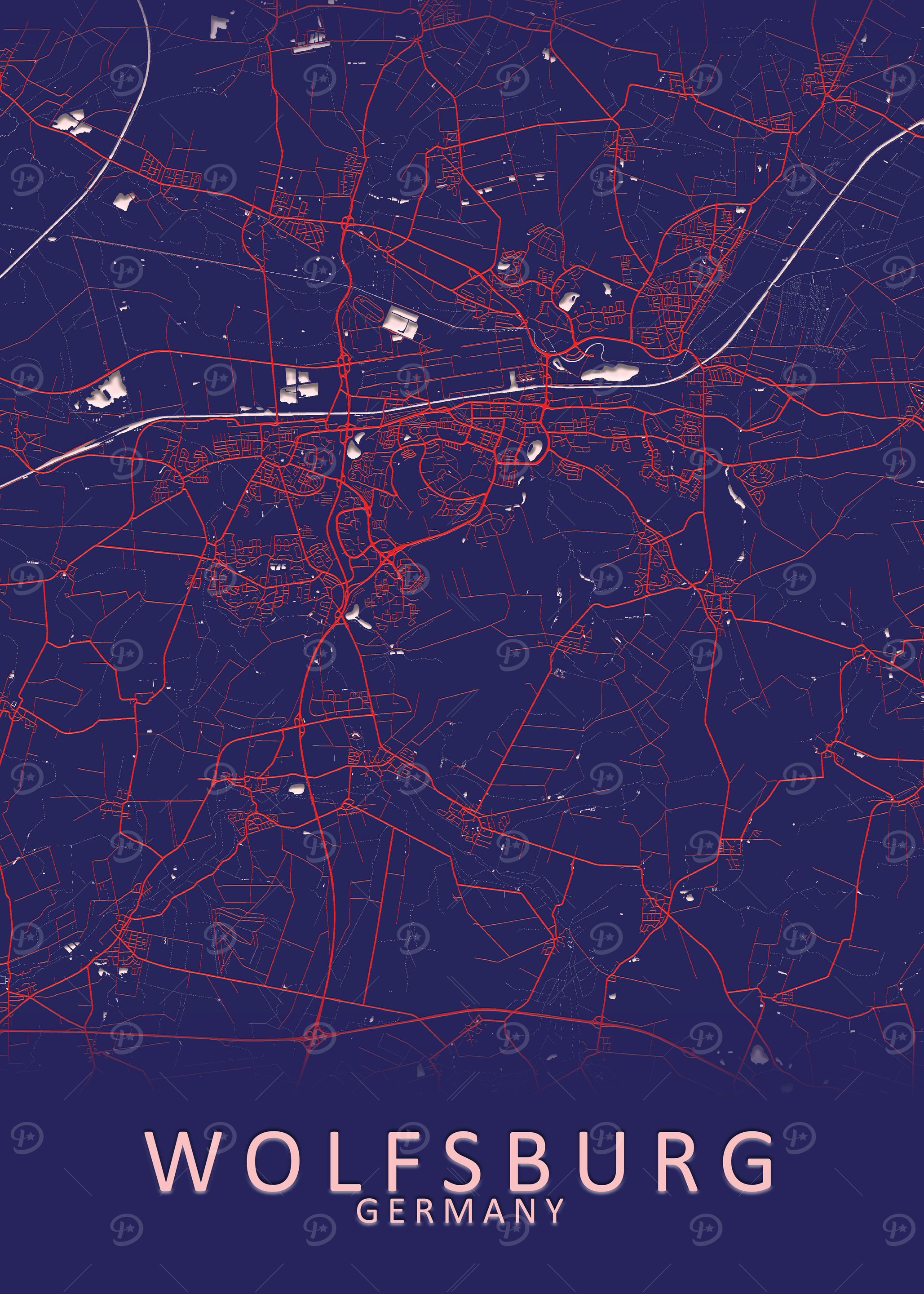 Wolfsburg Germany City Map