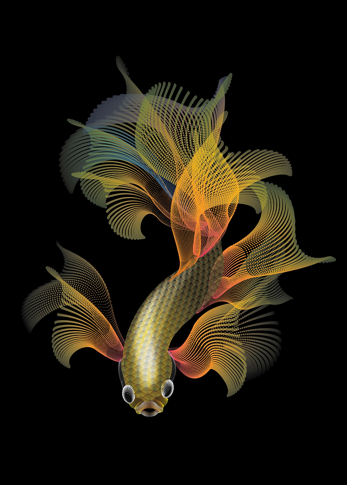fighter fish made by dots