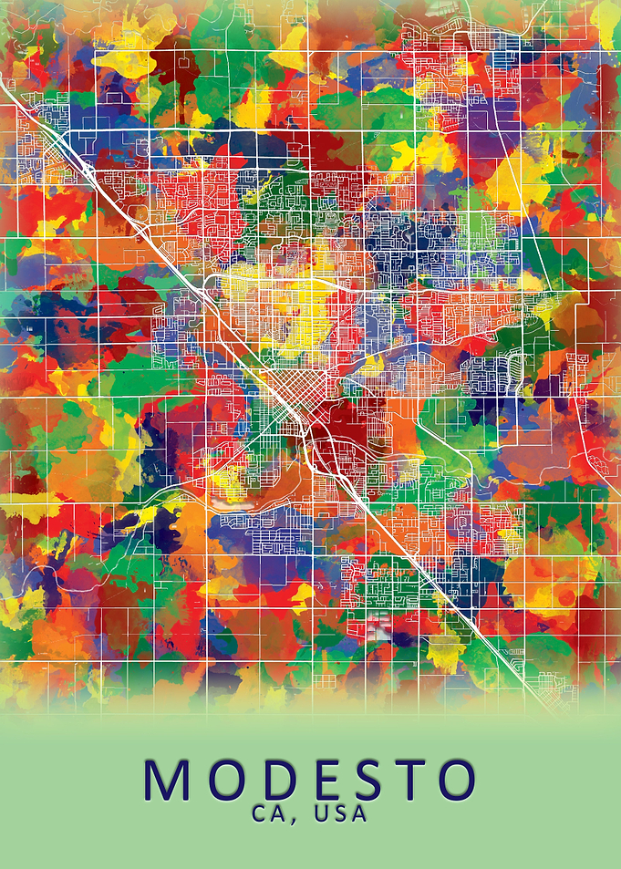 Modesto CA USA City Map