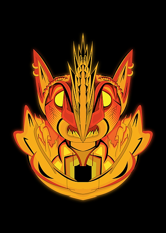 The fire puppet cat