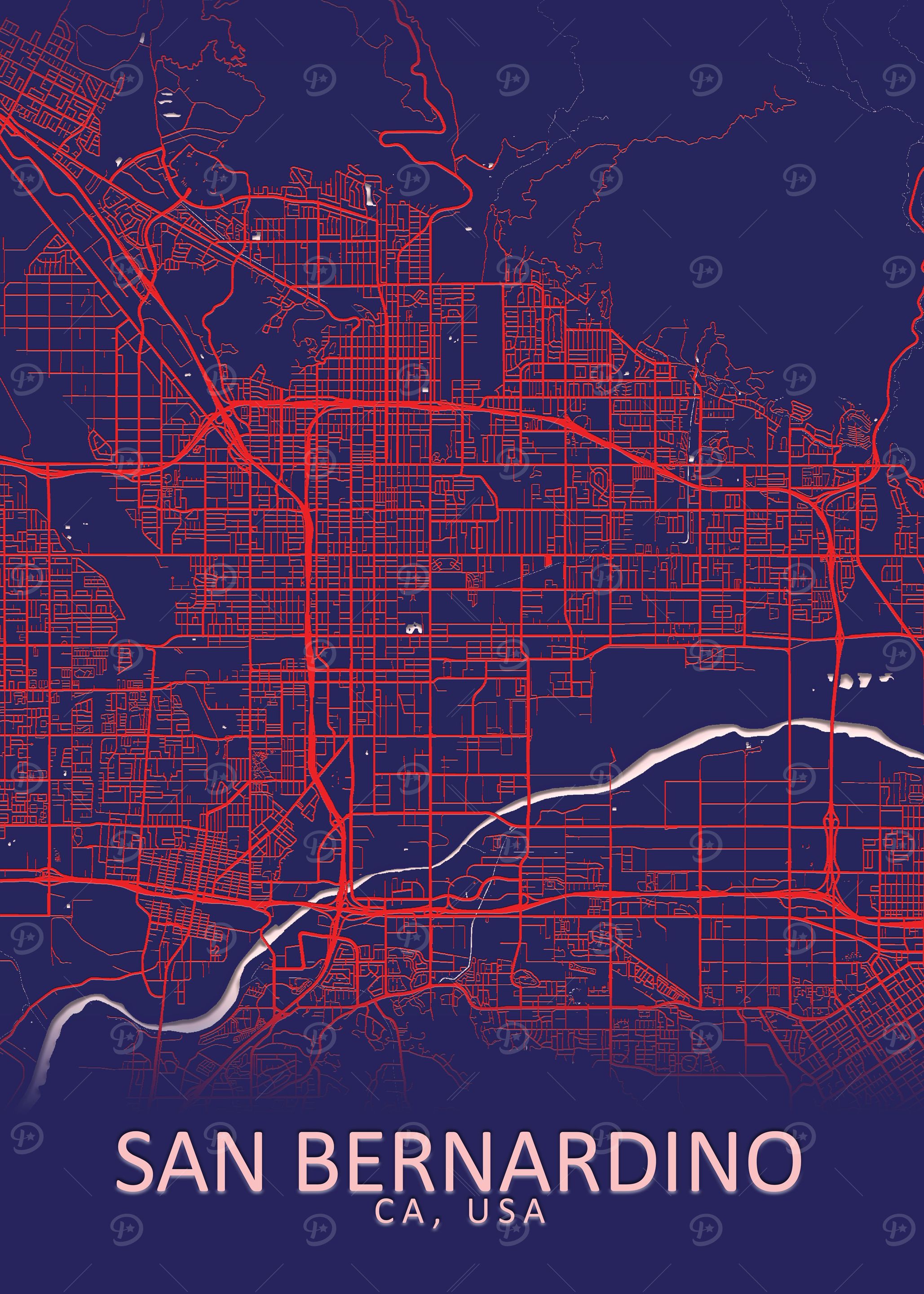 San Bernardino CA USA Map