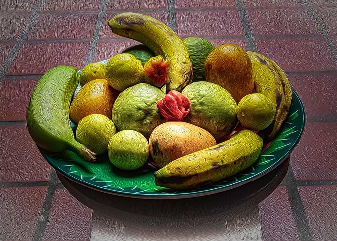 fruits painted on a plate