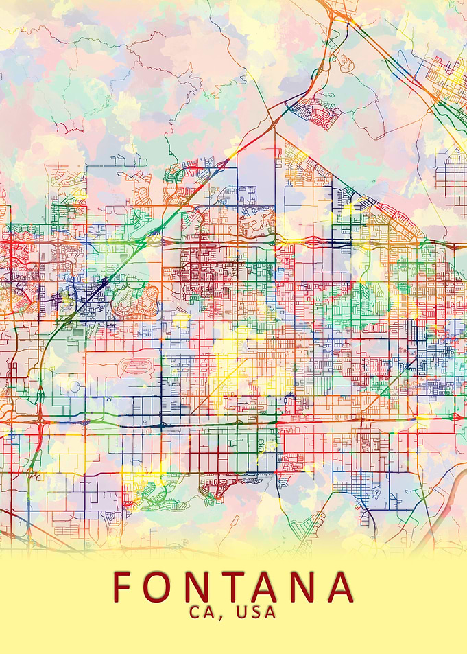 Fontana CA USA City Map