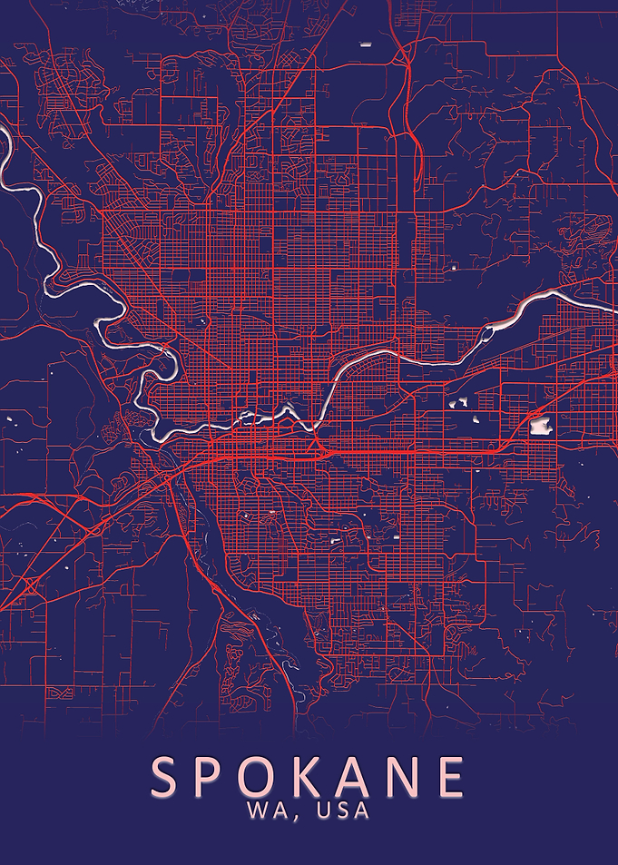 Spokane WA USA City Map