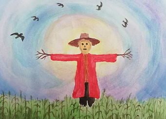 The scarecrow in red
