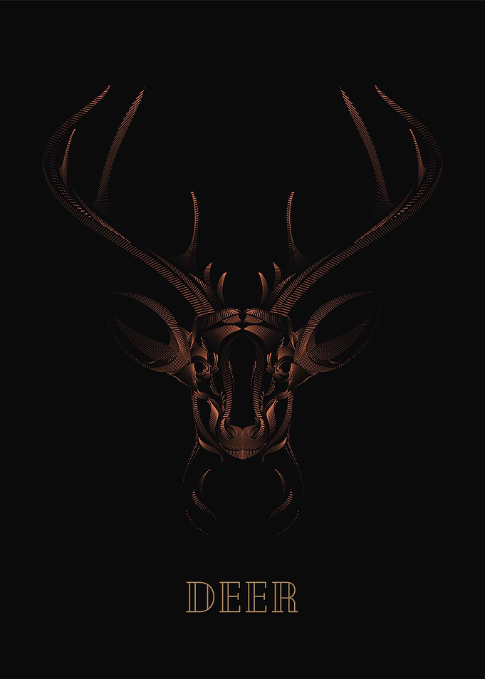 Deer Art Deco Dark