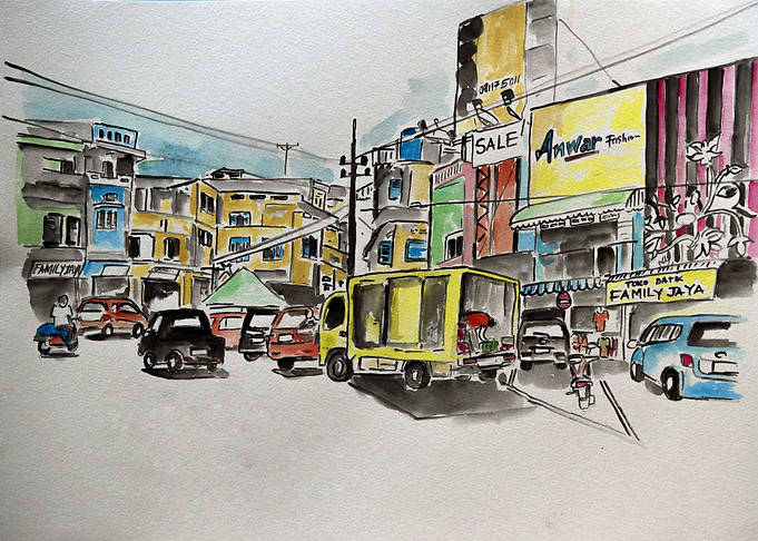 Busy market in Asia