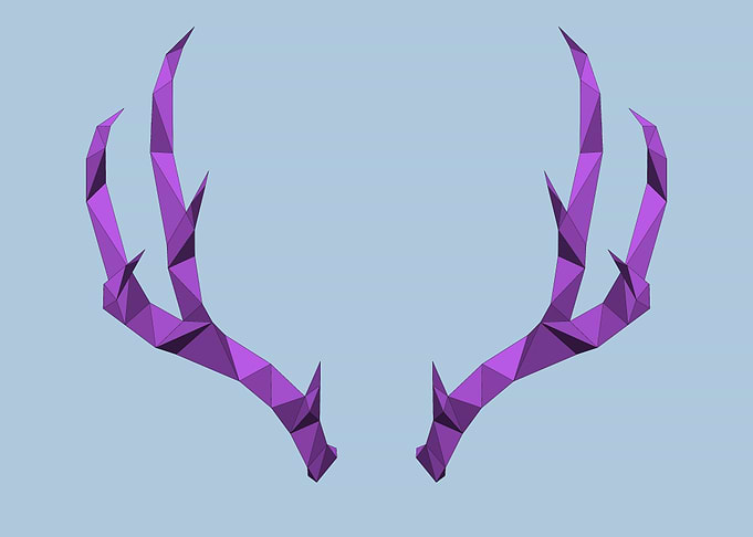 purple low poly antlers