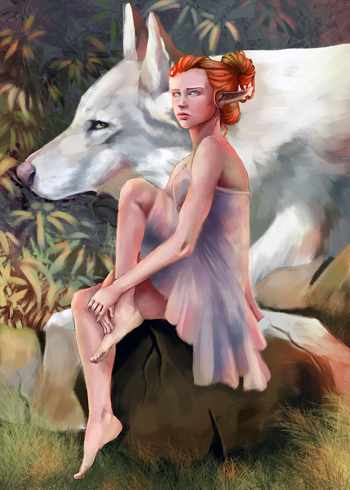 The elf and his wolf