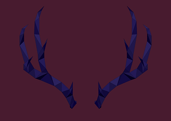 blue low poly antlers