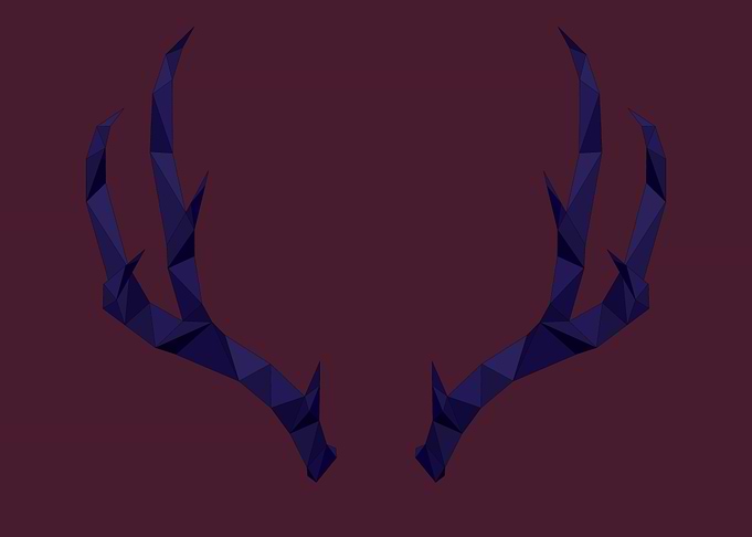 blue low poly antlers