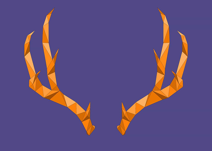 orange low poly antlers