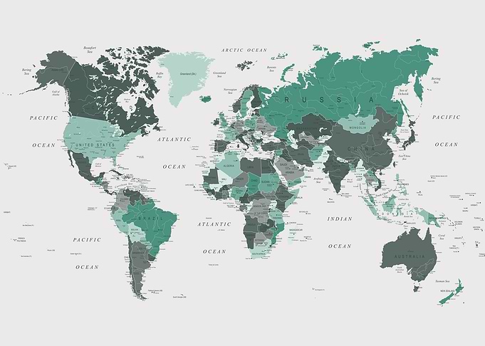 World Map in Green